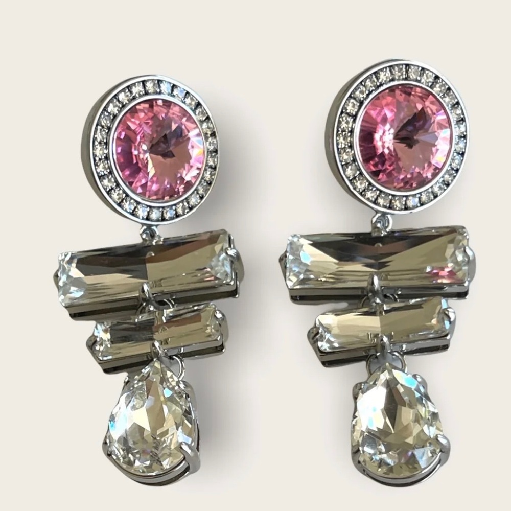 Auth Miu Miu Rose Crystal Earrings